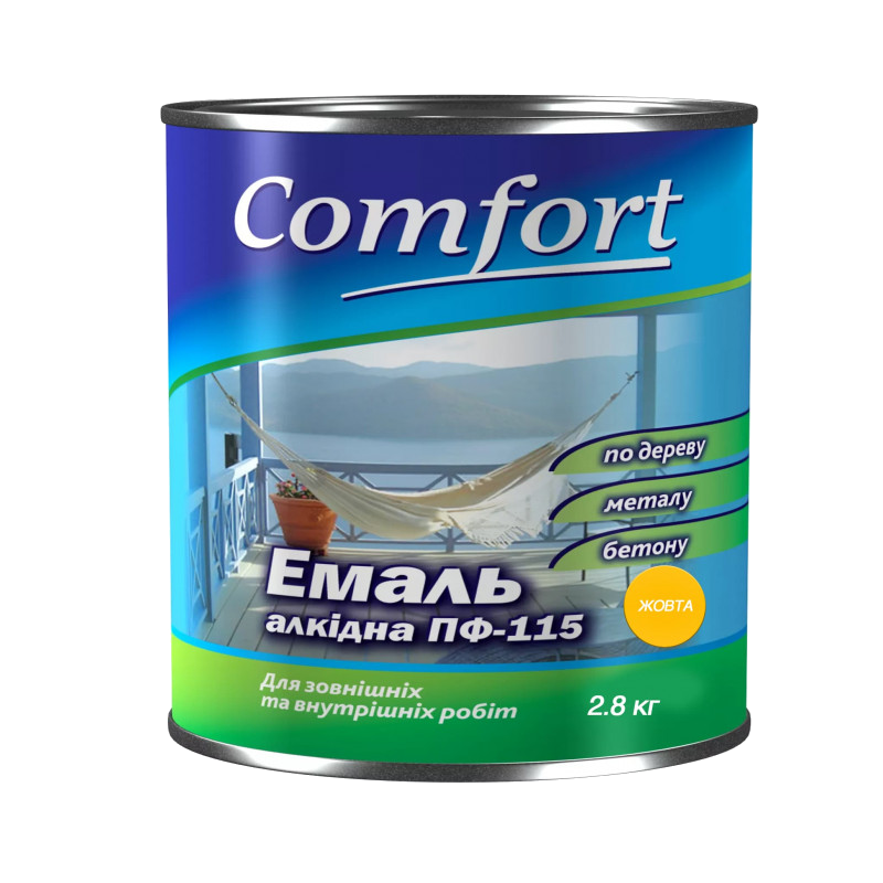 Емаль алкідна COMFORT ПФ-115, глянець жовтий, 2,8кг